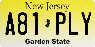 NJ license plate A81PLY