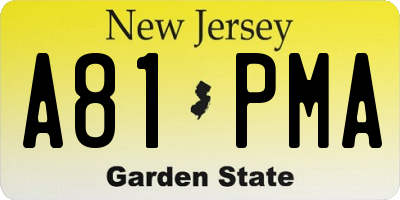 NJ license plate A81PMA