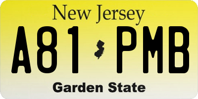 NJ license plate A81PMB