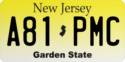 NJ license plate A81PMC