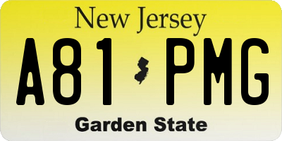 NJ license plate A81PMG
