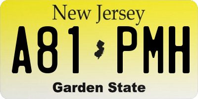 NJ license plate A81PMH