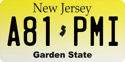 NJ license plate A81PMI