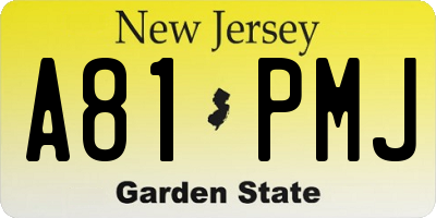 NJ license plate A81PMJ