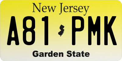 NJ license plate A81PMK