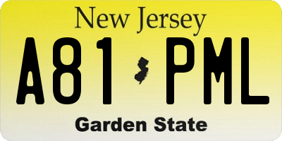 NJ license plate A81PML