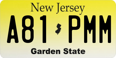 NJ license plate A81PMM