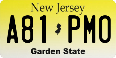 NJ license plate A81PMO