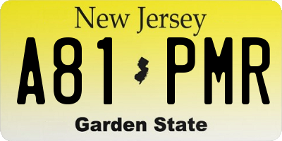 NJ license plate A81PMR