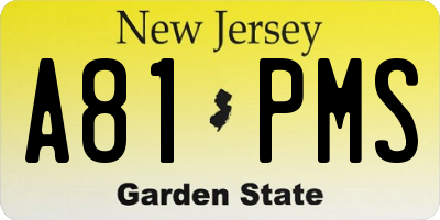 NJ license plate A81PMS