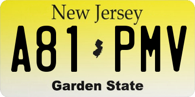 NJ license plate A81PMV