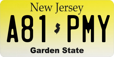 NJ license plate A81PMY
