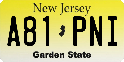NJ license plate A81PNI