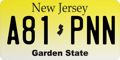 NJ license plate A81PNN