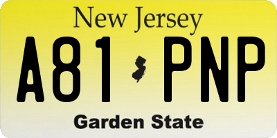 NJ license plate A81PNP