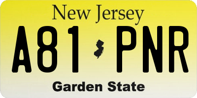 NJ license plate A81PNR