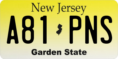 NJ license plate A81PNS