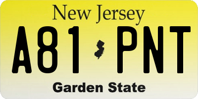 NJ license plate A81PNT