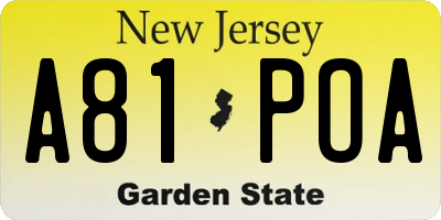 NJ license plate A81POA