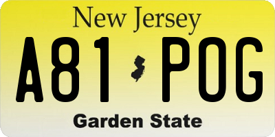 NJ license plate A81POG