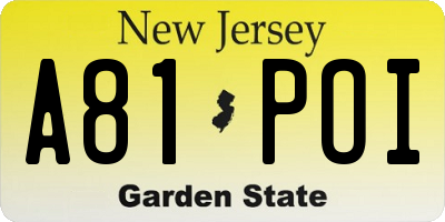 NJ license plate A81POI