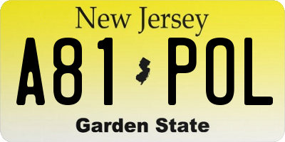 NJ license plate A81POL