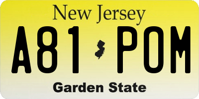 NJ license plate A81POM