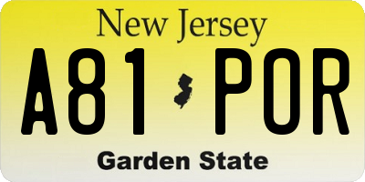 NJ license plate A81POR