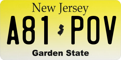 NJ license plate A81POV