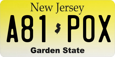NJ license plate A81POX