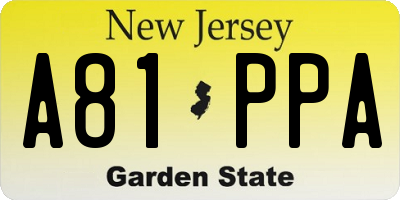 NJ license plate A81PPA