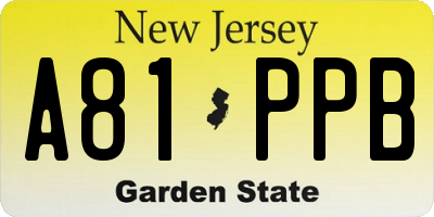 NJ license plate A81PPB