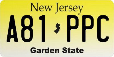 NJ license plate A81PPC