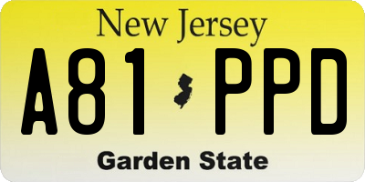 NJ license plate A81PPD