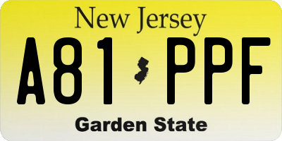 NJ license plate A81PPF
