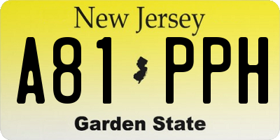 NJ license plate A81PPH