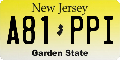 NJ license plate A81PPI