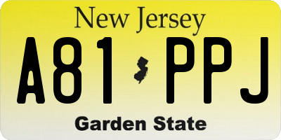 NJ license plate A81PPJ