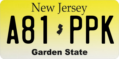NJ license plate A81PPK