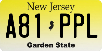 NJ license plate A81PPL