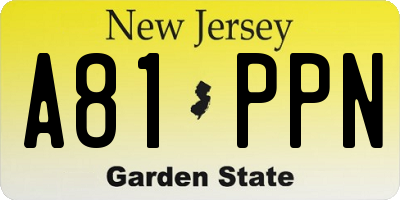 NJ license plate A81PPN