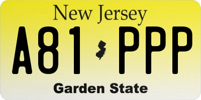 NJ license plate A81PPP