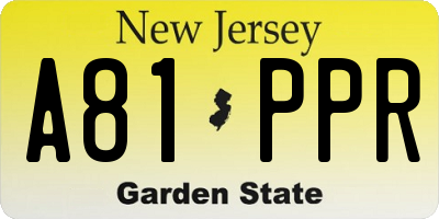 NJ license plate A81PPR