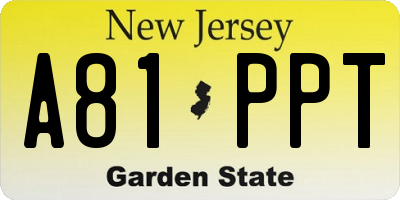 NJ license plate A81PPT