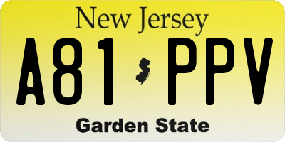 NJ license plate A81PPV
