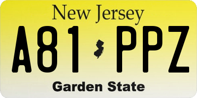 NJ license plate A81PPZ
