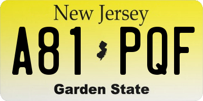 NJ license plate A81PQF