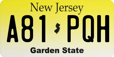 NJ license plate A81PQH
