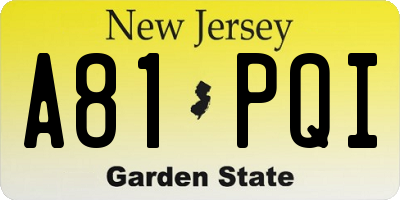 NJ license plate A81PQI