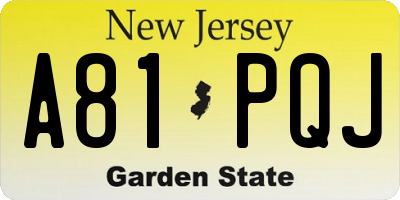 NJ license plate A81PQJ
